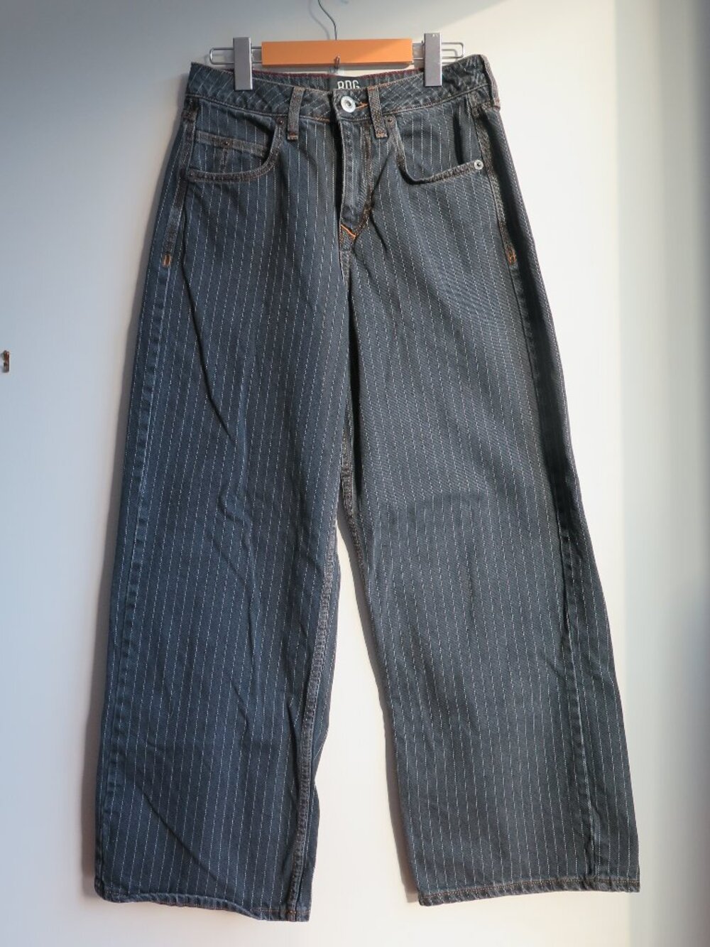 BDG Urban Outfitters Pinstripe Wide Leg Jeans | Dark Wash Carpenter Style | 24W